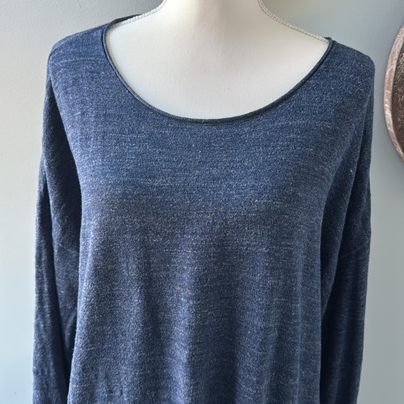Eileen Fisher 100% organic cotton sweater tunic denim color size L button down - Picture 3 of 8